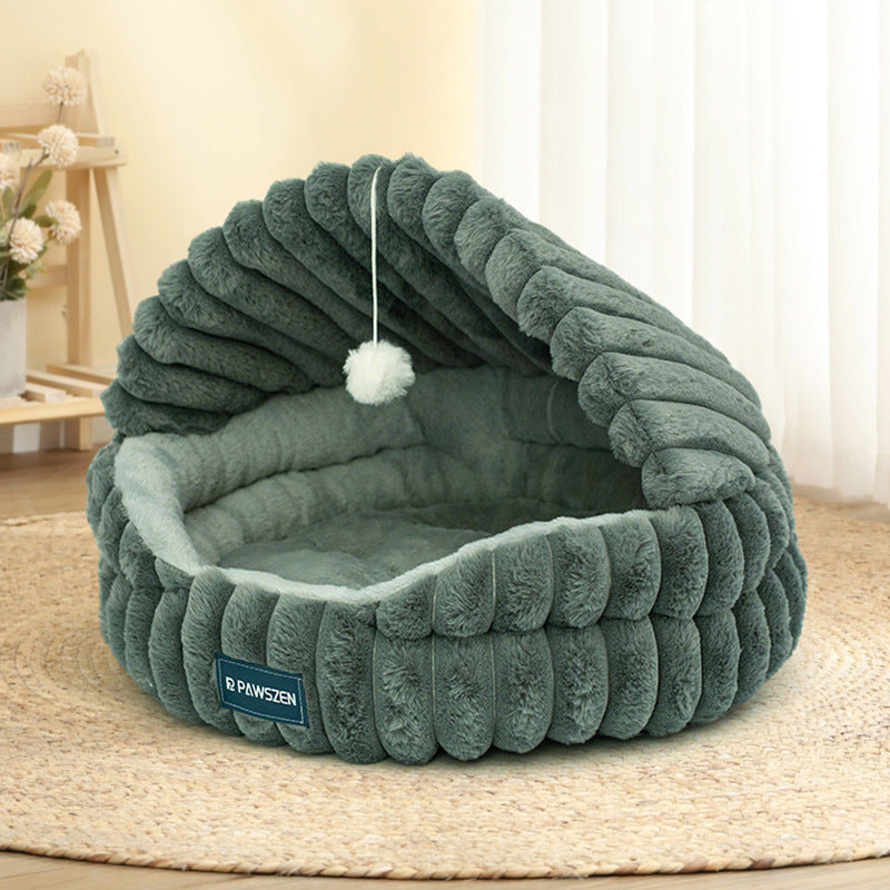 HOMCOM large cat nest pet bed, cozy warm pet bed with soft interior and enclosed design for cats' comfort and security
