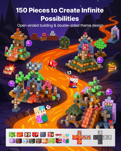 Magnetic Building Blocks 150-Piece Dark Castle Set – STEM Montessori Construction Toy