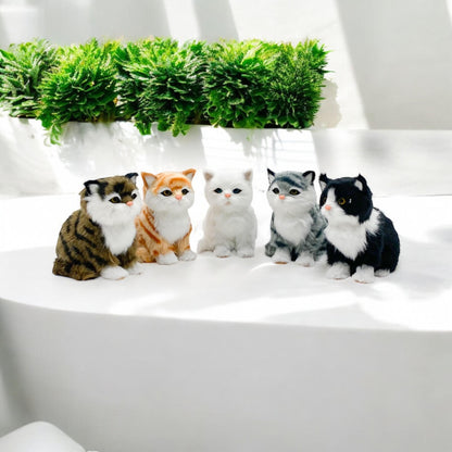 Colorful 14cm standing cats figurines from MSL, featuring six assorted colors, displayed together in a playful arrangement.