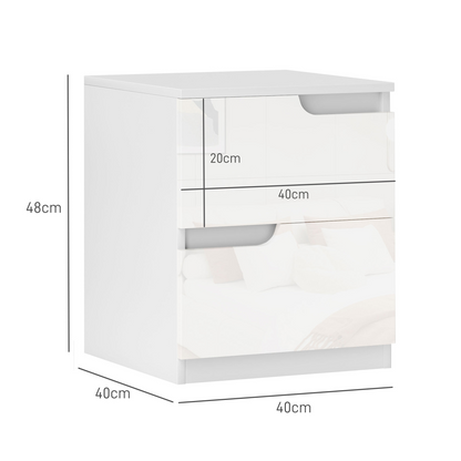 Modern Bedside Table with 2 Drawers for Bedroom, Living Room, White