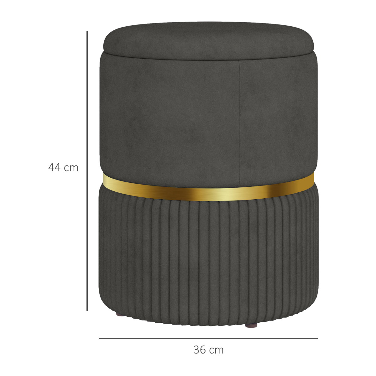 HOMCOM round pouffe with cushioned top and hidden storage space, versatile footstool and footrest for living rooms.