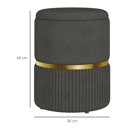 HOMCOM round pouffe with cushioned top and hidden storage space, versatile footstool and footrest for living rooms.