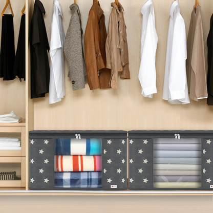 3-Piece Deluxe Storage Bags – Large Grey Star Organisers with Clear Window