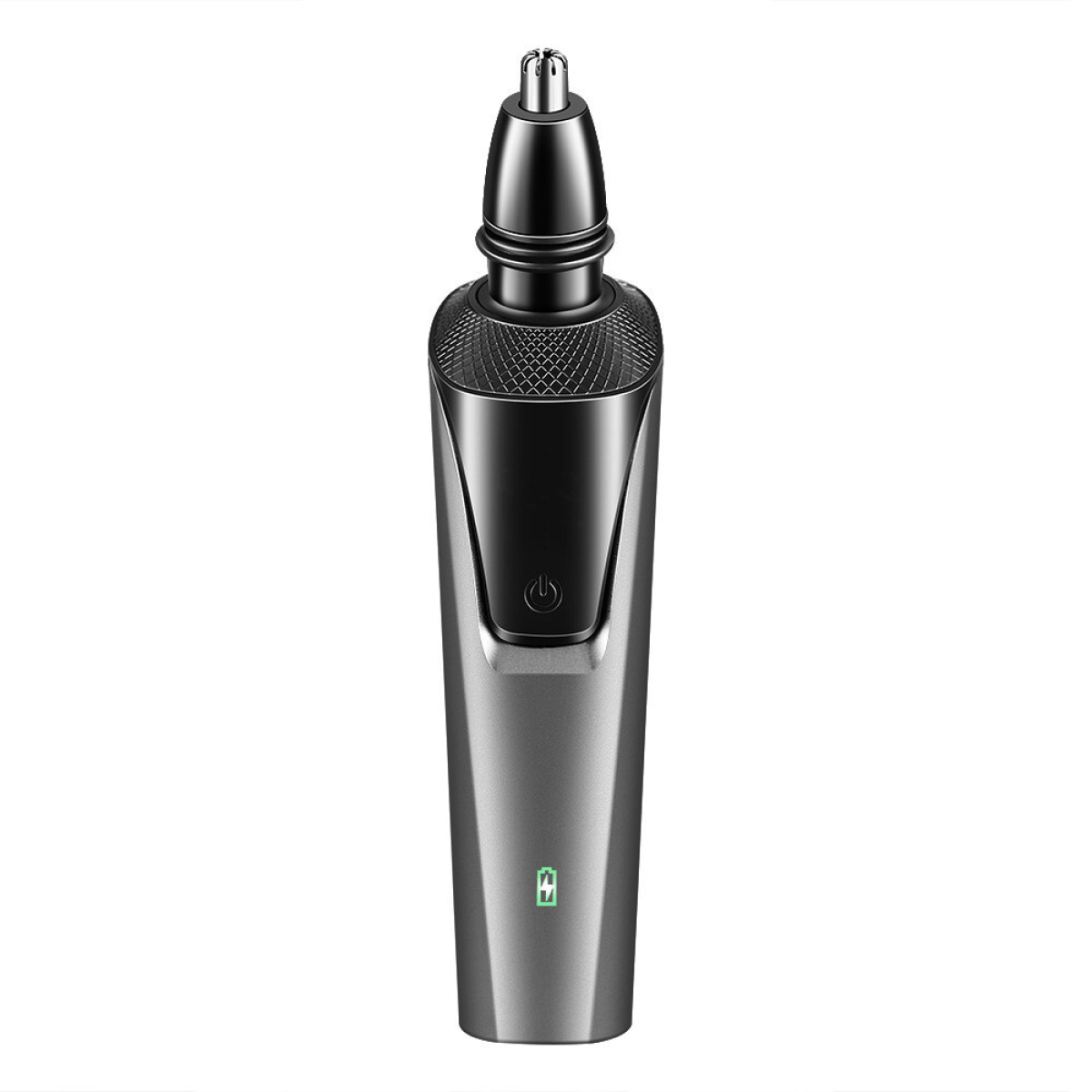 USB rechargeable 3-in-1 men's beard trimmer with nose hair clipper and shaver, featuring multiple grooming attachments.