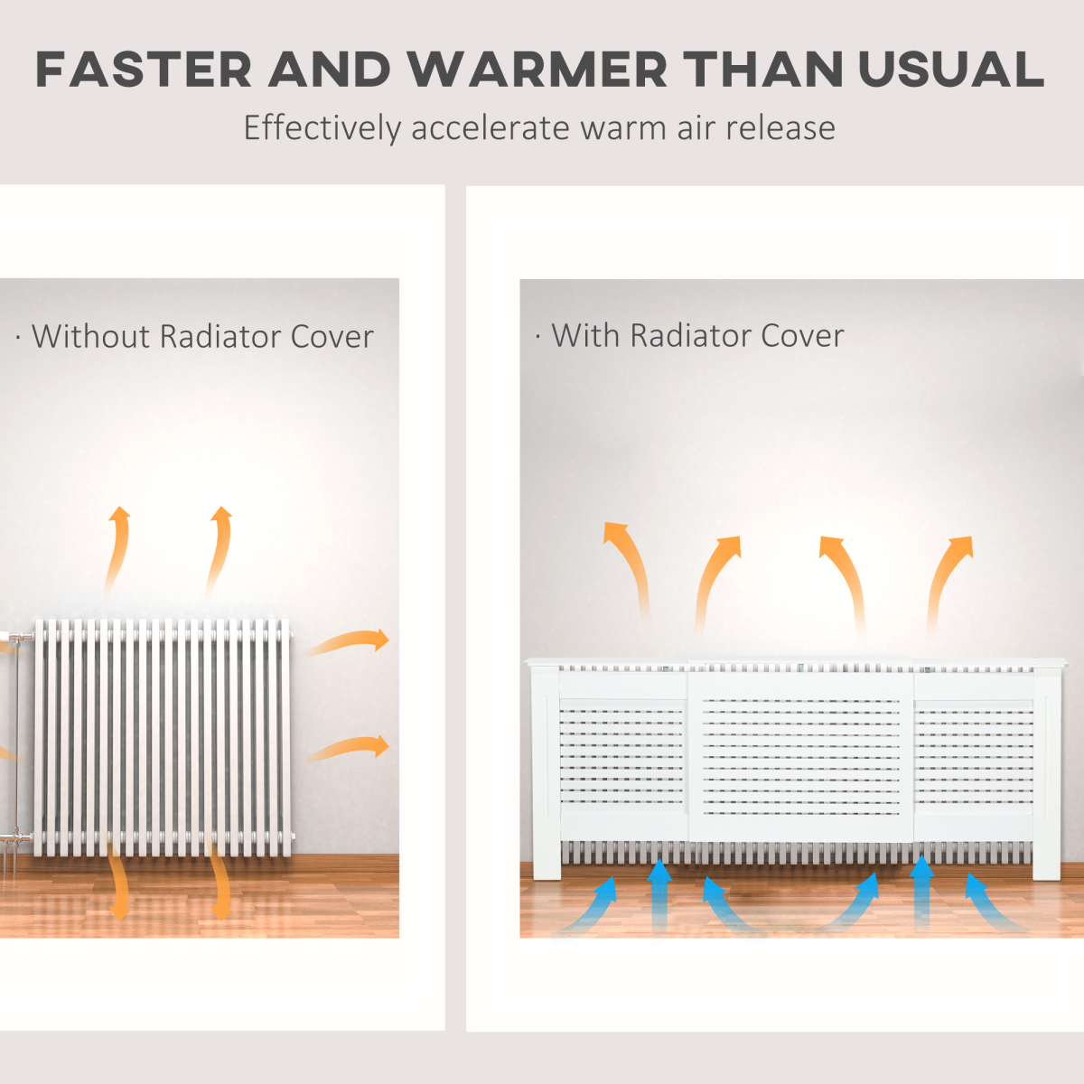 Set of 2 radiator covers with slatted panels for home heating units, designed to conceal radiators and enhance room decor.