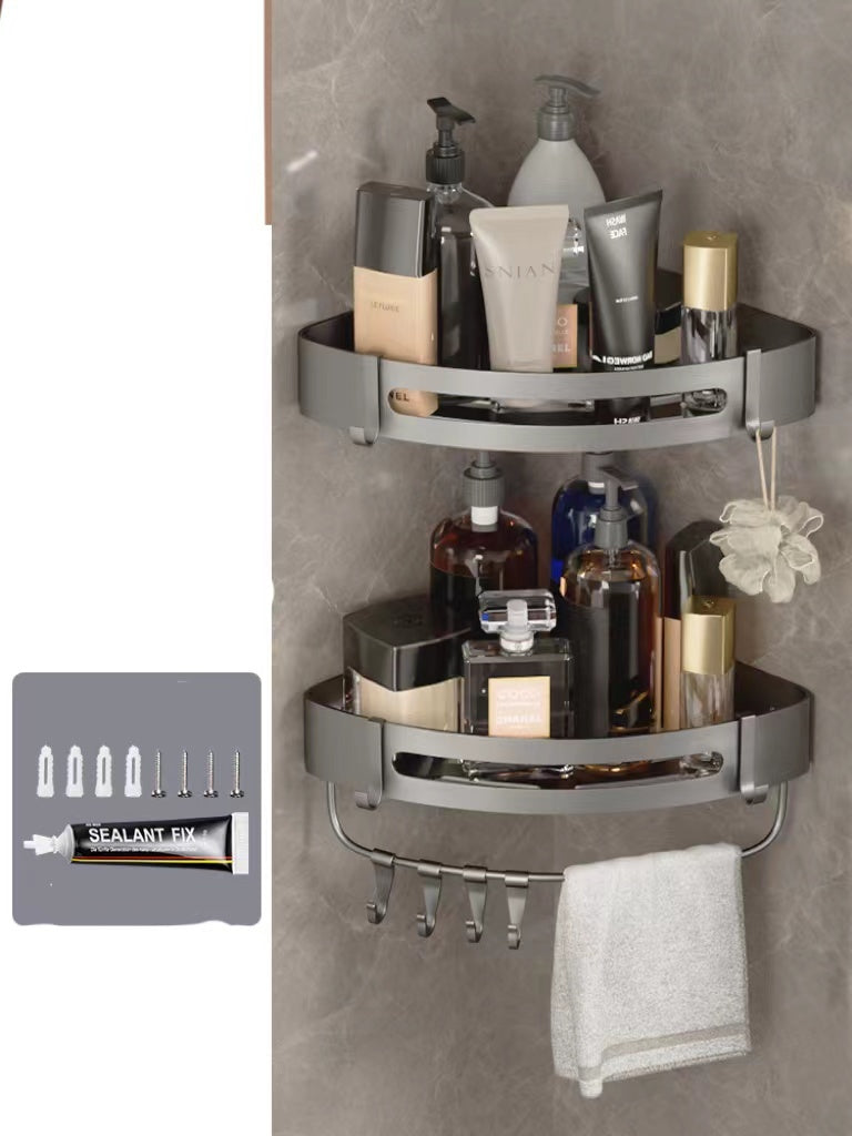 Bathroom Triangle Wall Shelf – Perforated Hanging Storage Rack