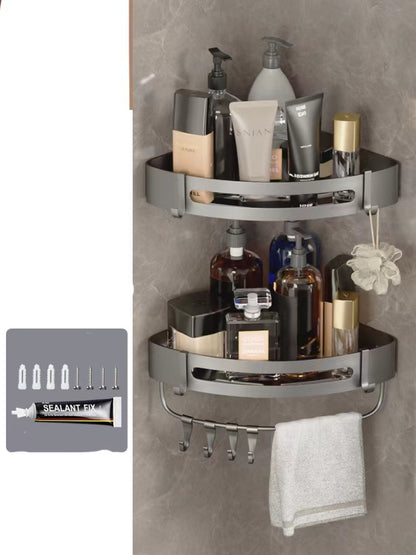 Bathroom Triangle Wall Shelf – Perforated Hanging Storage Rack