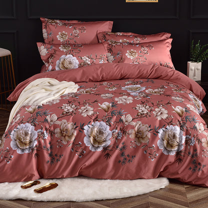 HOMCOM double-sided silky cotton duvet cover bedding with smooth, soft fabric and elegant design for cozy bedroom decor.