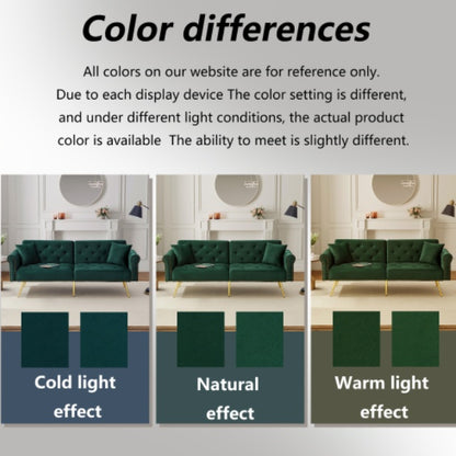 Modern 2-Seater Velvet Sofa Bed with Adjustable Backrest & Gold Metal Legs