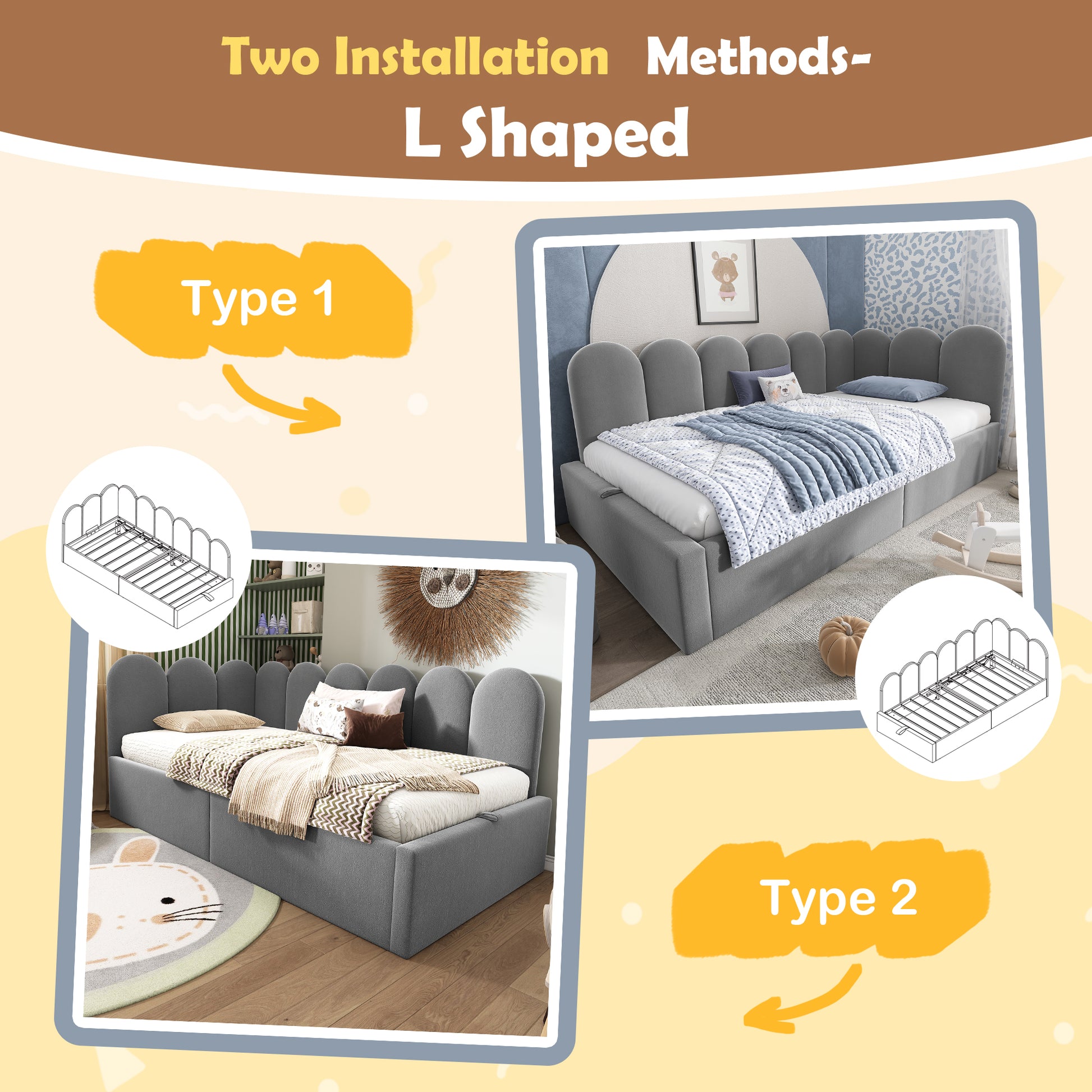 Grey upholstered HOMCOM single daybed with hydraulic storage, metal slatted frame, velvet fabric, and a sleek bed design.