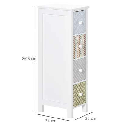 HOMCOM 4-drawer chest of drawers, Bathroom Storage Cabinet and Bedroom Organizer unit with spacious compartments.