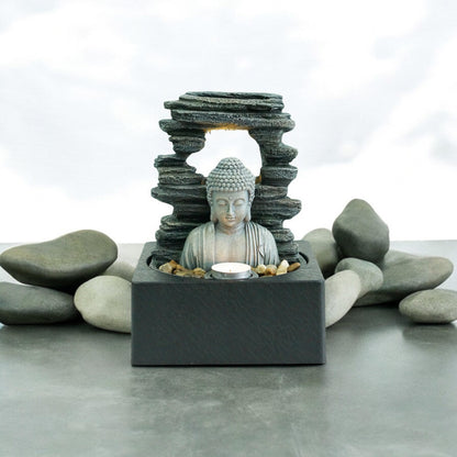 MSL 24cm decorative fountain with tiered design and flowing water feature, ideal for garden or outdoor decor.