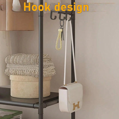HOMCOM black multifunctional clothes rail with garment hanging space and built-in shoe rack, home storage shelf, no wheels.