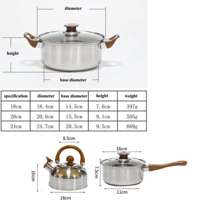 Set of 12 HOMCOM stainless steel cookware including saucepans, casseroles, and fry pans with glass lids, stacked with handles visible.