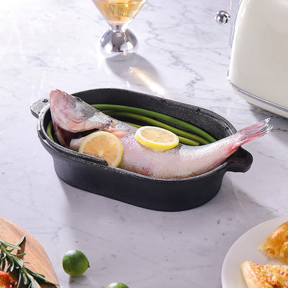 HOMCOM 2-in-1 cast iron Dutch oven and skillet with lid, camping stew pot and frying pan in black finish, suitable for outdoor cooking.