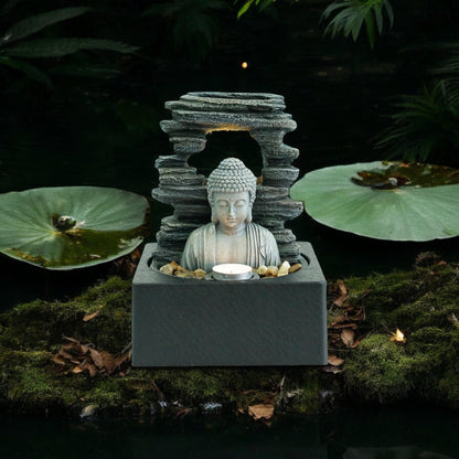 MSL 24cm decorative fountain with flowing water features, ideal for outdoor or garden display.