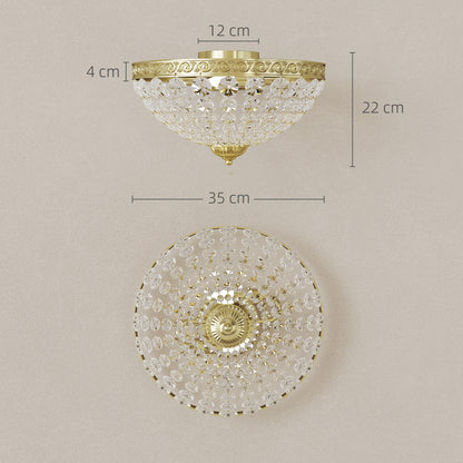 HOMCOM vintage gold-tone crystal chandelier ceiling light with 168 octagonal beads, 2-light flush mount for living room or bedroom.