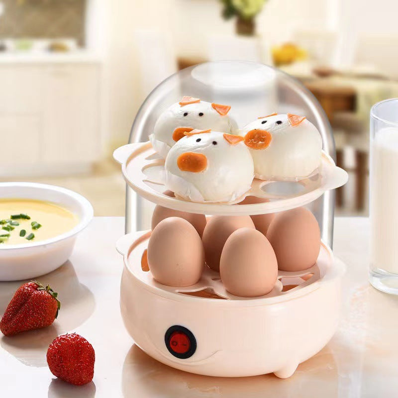 Eprolo mini egg cooker with automatic anti-dry burn boiler and stainless steel interior, compact kitchen appliance for boiling eggs.