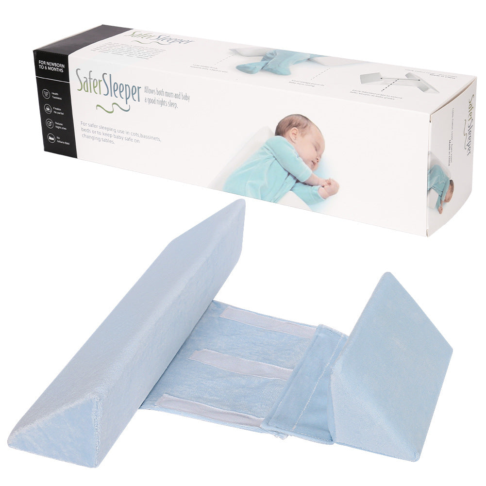 Baby side sleeping pillow from eprolo designed for anti-head deviation support with soft, supportive fabric and ergonomic shape.