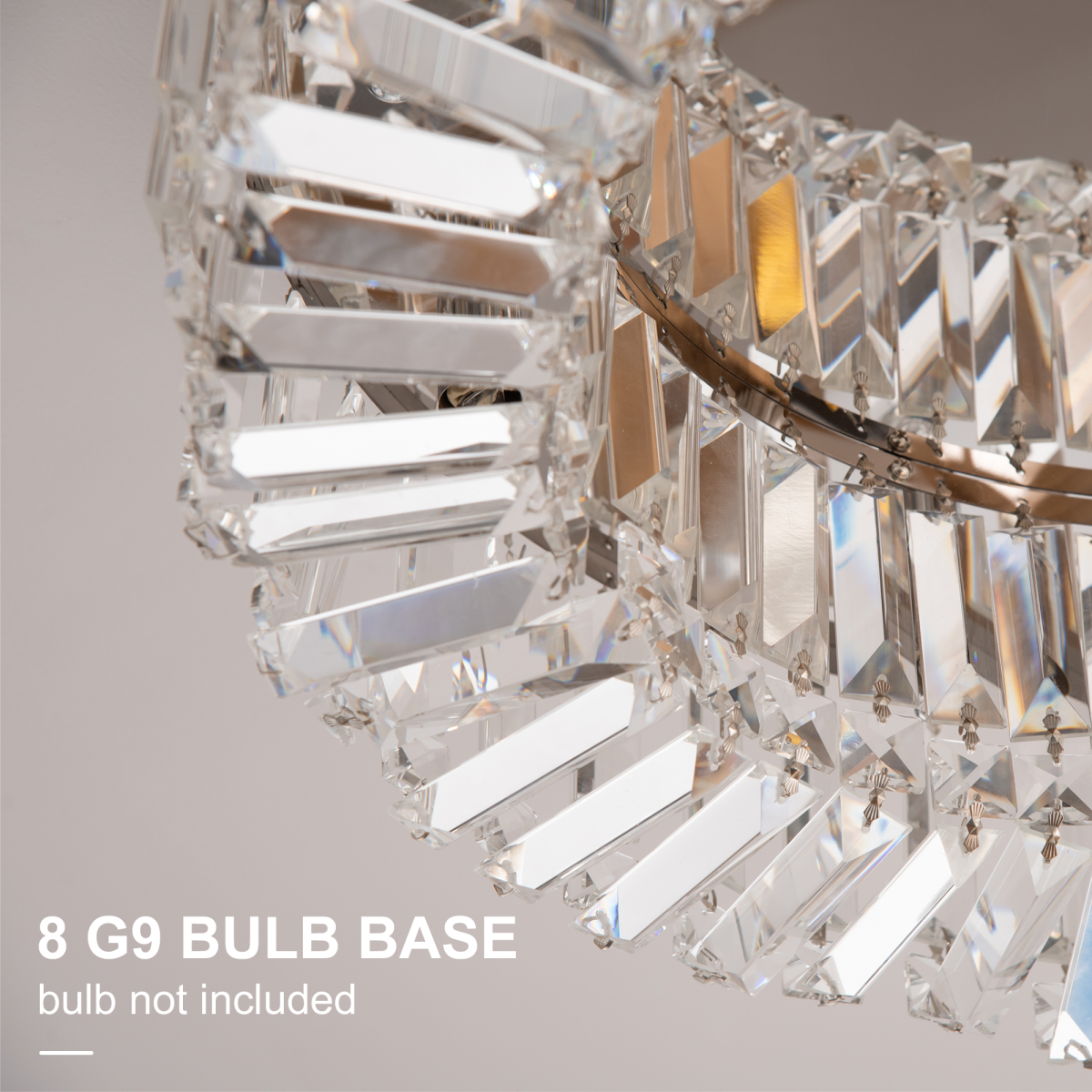 HOMCOM crystal ceiling light chandelier with stainless steel pendant and silver finish, featuring hanging crystal accents.