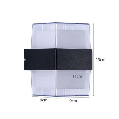 LEDsone Cuboid Box 12W Up/Down IP54 LED Outdoor Wall Sconce light mounted on exterior wall, with sleek modern design.