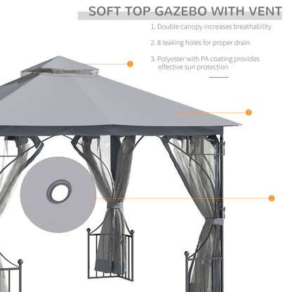 Light grey 3x3m outdoor gazebo party tent canopy for patio and garden, providing shade and shelter for outdoor gatherings.