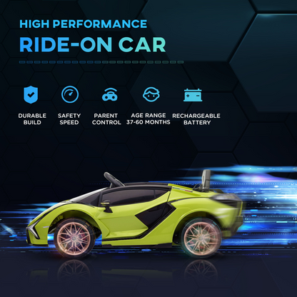 Lamborghini SIAN 12V kids electric ride-on car with remote control, black toy vehicle for children with detailed design