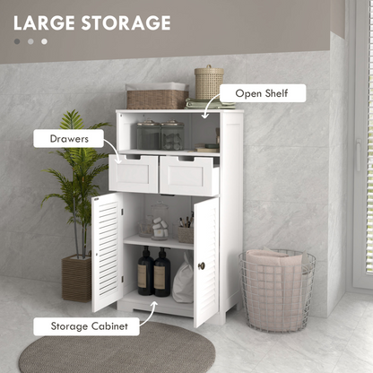 Small kleankin bathroom storage cabinet with louvred doors, featuring compact design and wood finish for organized bathroom space