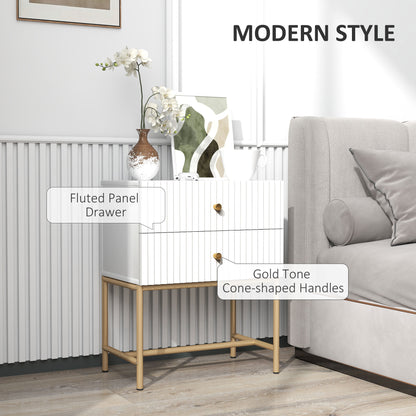 Modern one Bedside Table with 2 Drawers for Bedroom