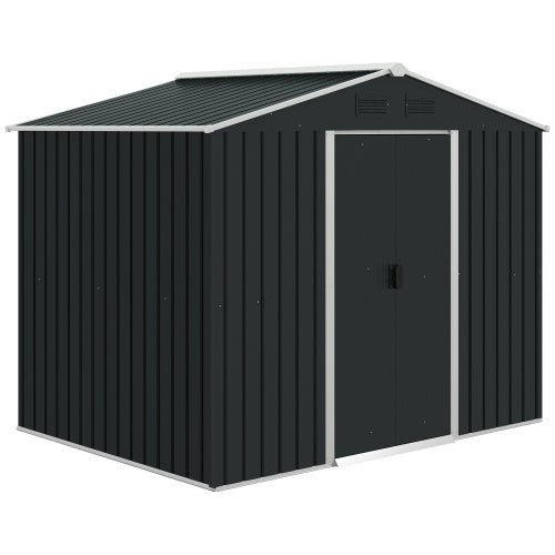7.7×5.7ft Metal Garden Shed – Galvanised Outdoor Storage with Vents