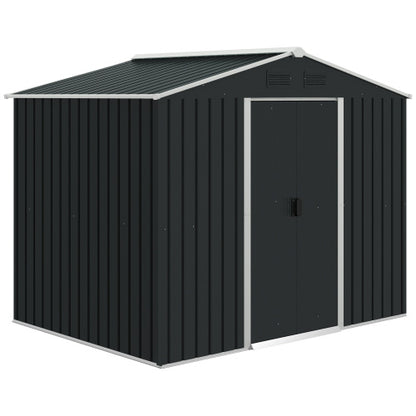 7.7×5.7ft Metal Garden Shed – Galvanised Outdoor Storage with Vents