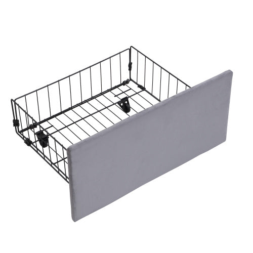 Double Hydraulic Bed 4FT6 – Velvet Upholstered Bed with 3 Storage Drawers