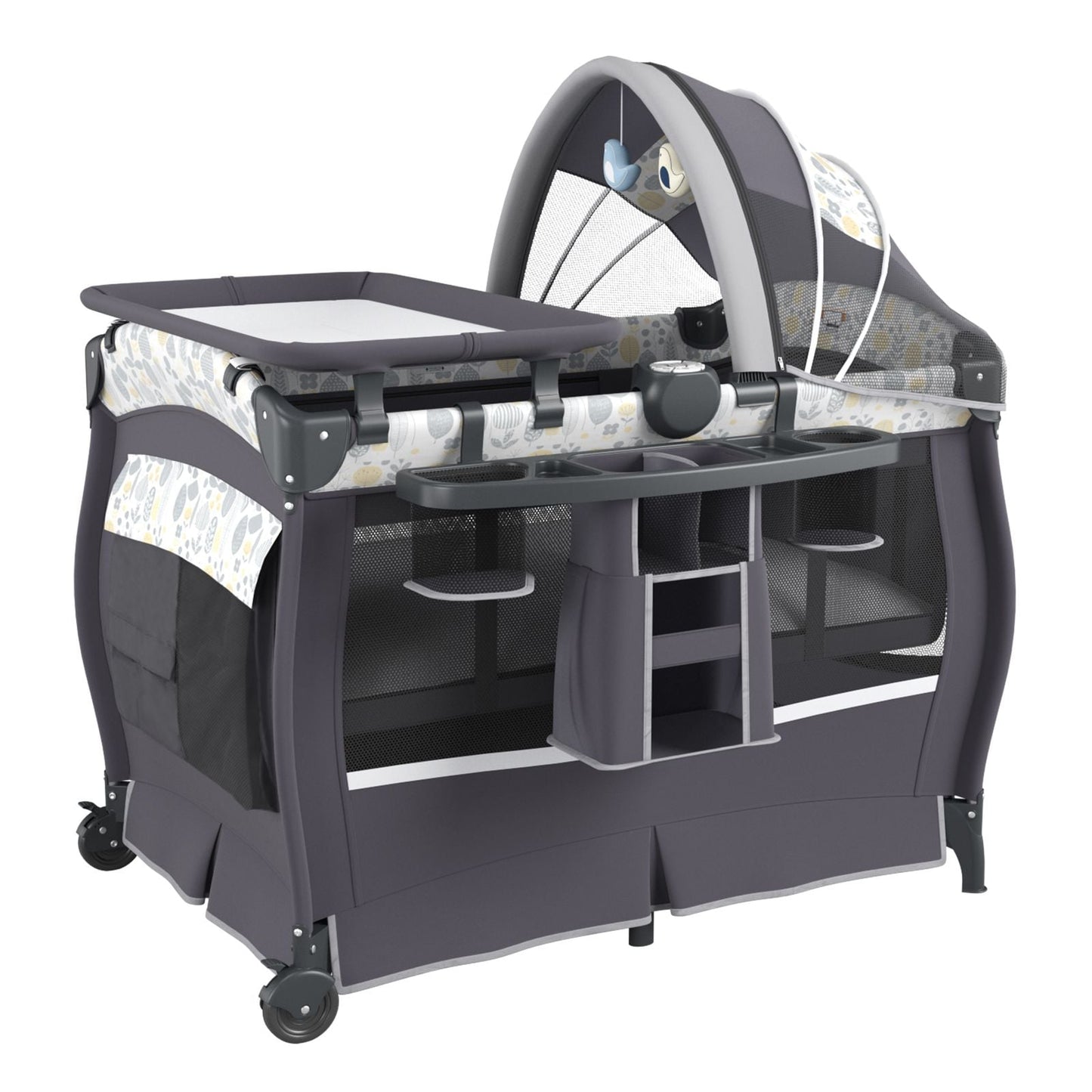 5 in 1 Portable Pack and Play with Bassinet and Mattress