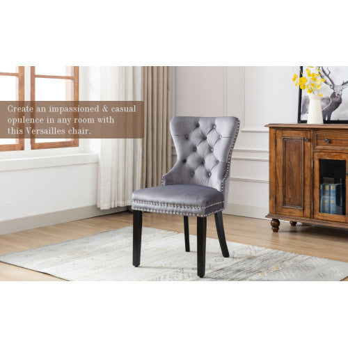 Velvet Dining Chairs Set – 2/4/6 Pcs with Oak Legs & Chrome Knocker