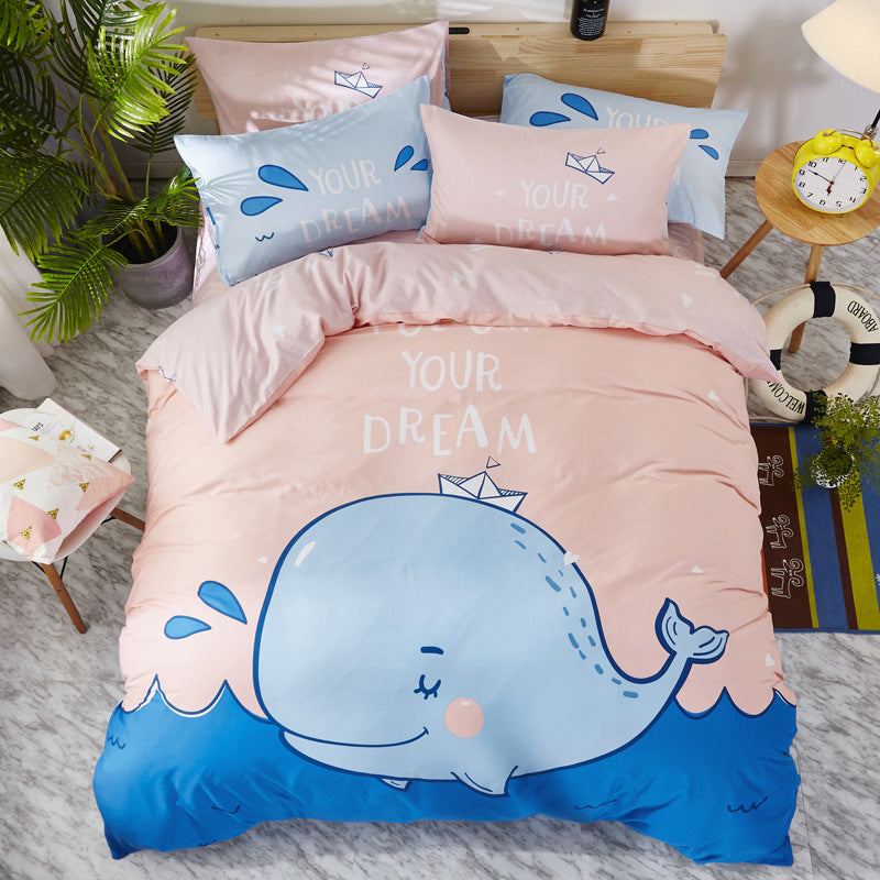 HOMCOM cotton cartoon bedding set featuring colorful playful patterns on soft, comfortable fabric for kids' bedroom decor.