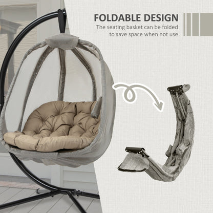 Hanging Egg Chair with Stand – Foldable Outdoor Swing Hammock, Khaki