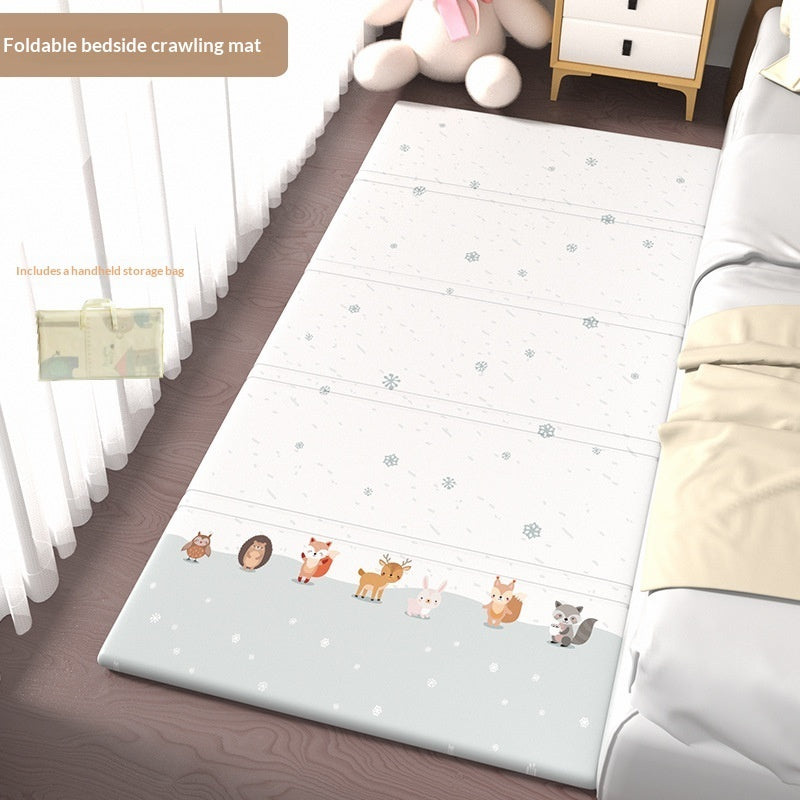 HOMCOM foldable baby crib side mat for living room protection, soft cushioned surface with safety edges.