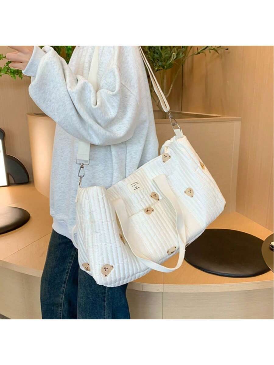 Large embroidered travel bag by eprolo, stylish Boston bag with spacious capacity and sturdy handles for travel and storage.