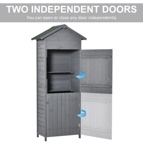 Wooden Garden Storage Shed – Outdoor Utility Cabinet with 3 Shelves