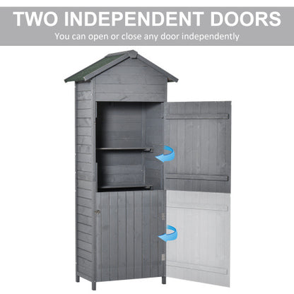 Wooden Garden Storage Shed – Outdoor Utility Cabinet with 3 Shelves