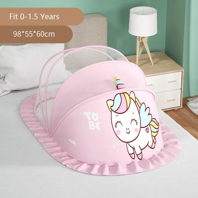 Foldable eprolo baby crib mosquito net with full cover, lightweight mesh design, protecting infants from insects.