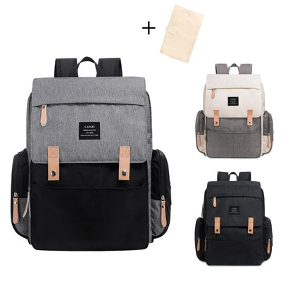 Eprolo Land large capacity diaper bag backpack for moms and dads, stylish stroller organizer for baby care, solid color design
