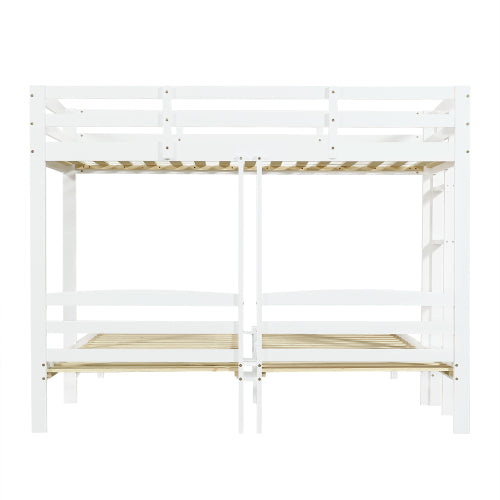 White HOMCOM triple bunk bed with side ladder for children and teens, 3ft size, 90x190cm or 90x200cm, mattress not included.