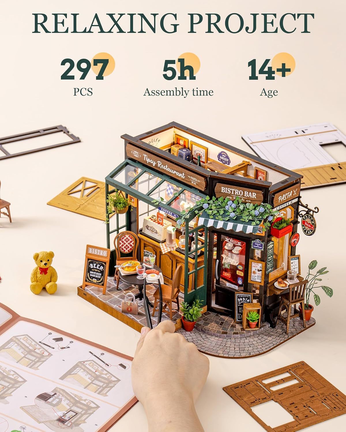 Rolife DIY Miniature House Kit – Tipsy Restaurant Model for Adults & Kids