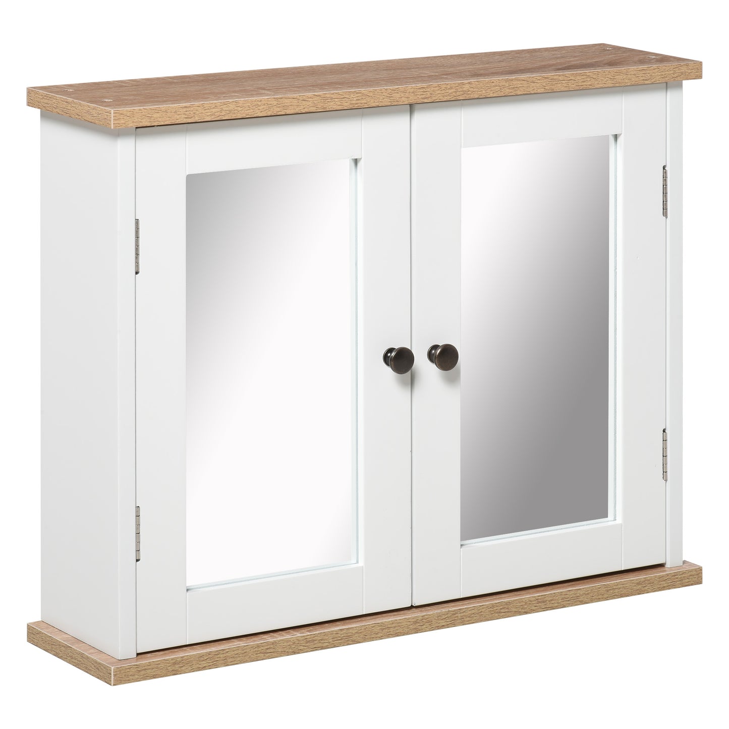 HOMCOM Kleankin bathroom mirror cabinet with double doors, white wall-mounted storage cupboard with adjustable shelves