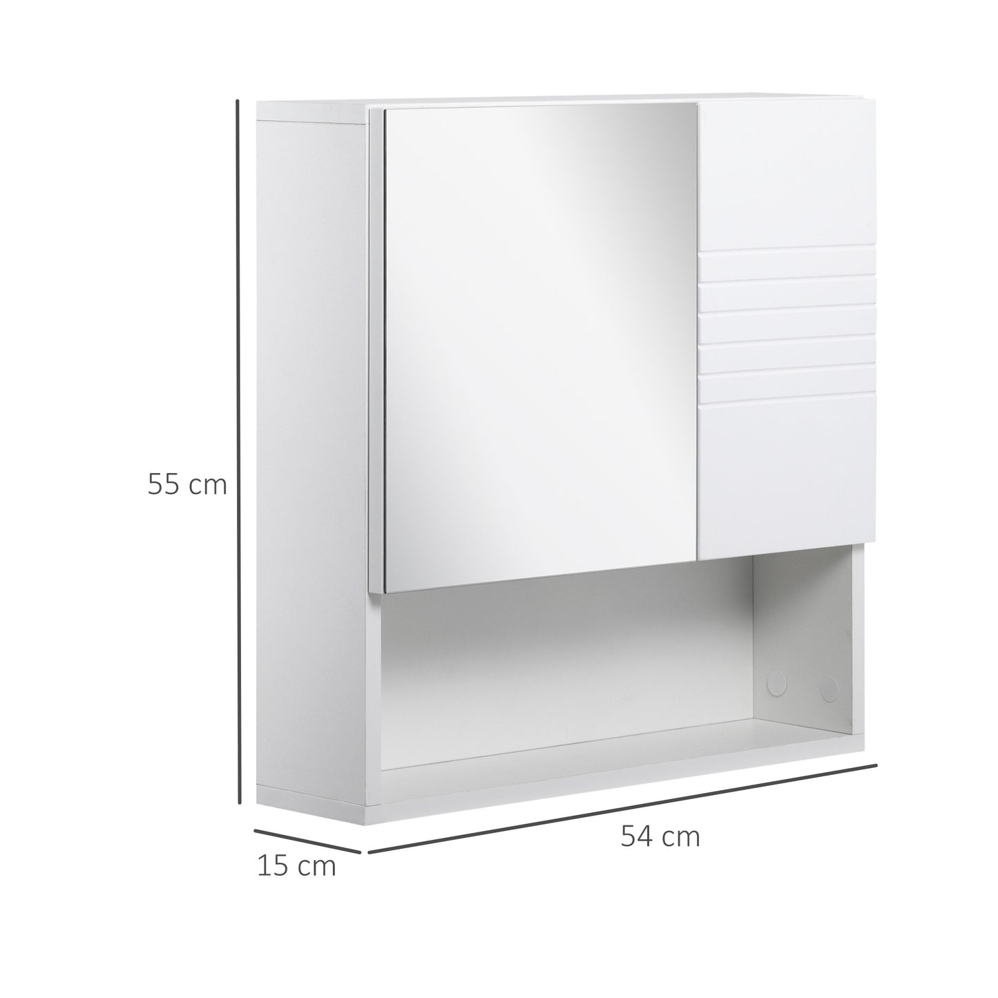 White HOMCOM Kleankin bathroom mirror cabinet with double doors and adjustable shelves, wall-mounted storage unit.