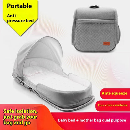 HOMCOM Baby Bed In Bed portable folding crib with soft mattress and side panels for newborns, suitable for safe co-sleeping.