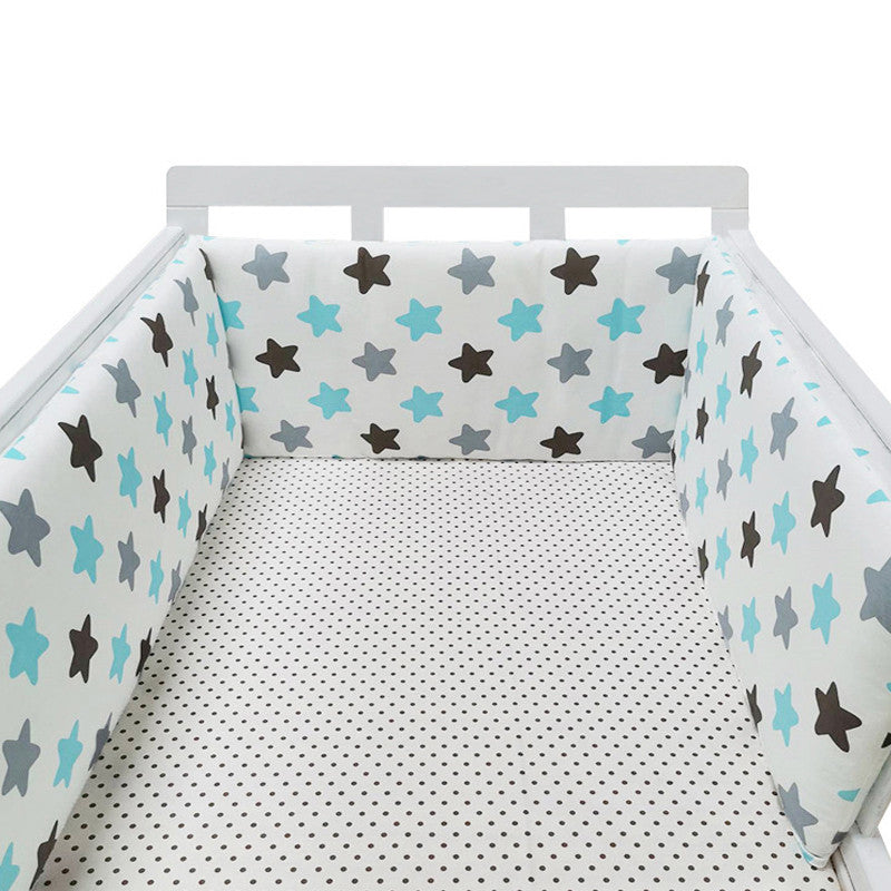 Eprolo baby bed rail guard made of soft cotton fence, designed to prevent falls and keep infants safe in the crib.