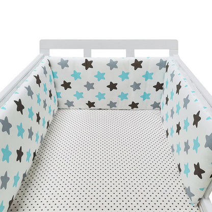 Eprolo baby bed rail guard made of soft cotton fence, designed to prevent falls and keep infants safe in the crib.