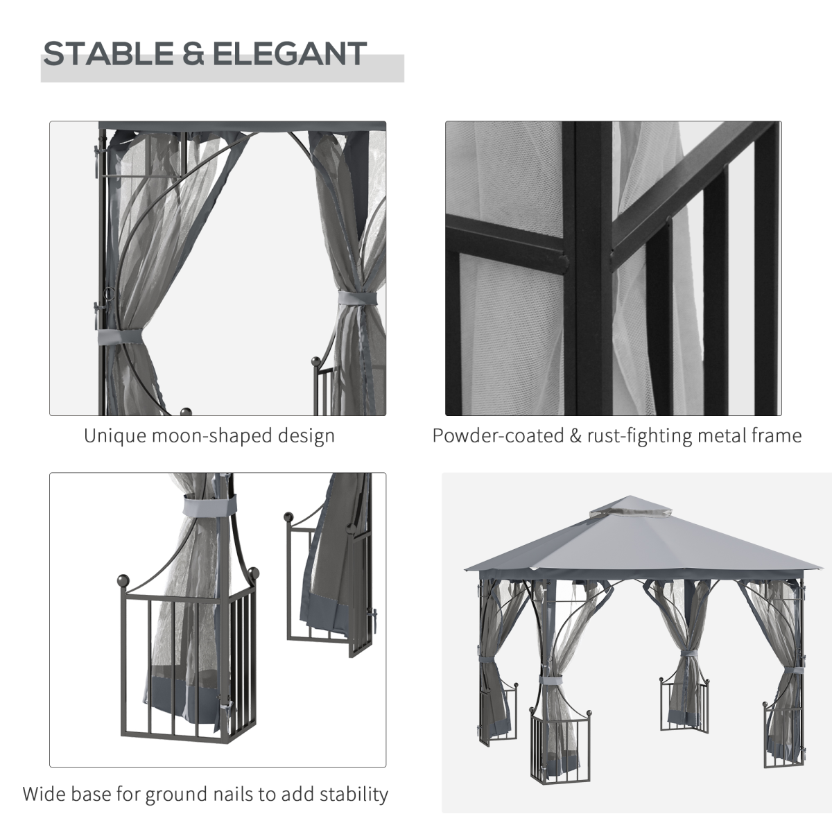 Light grey 3x3m outdoor gazebo party tent canopy with metal frame for patio or garden use, providing shade and shelter.